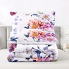 Raphus Cucullatus Purple Floral Comforter Set Queen, Pink Botanical Bedding,