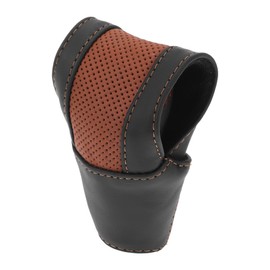 Partuto 1 Pc Automotive Manual Universal Gear Shift Knob Cover Car Stick Shifting Handle Protector Faux Leather T-Shape Brown Black 12.5x8cm/4.92"x3.15"