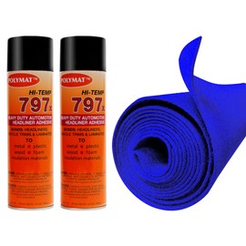 12FT X 45" S35 Headliner Fabric and 2 797 HI Temperature Spray Adhesive (Blue)