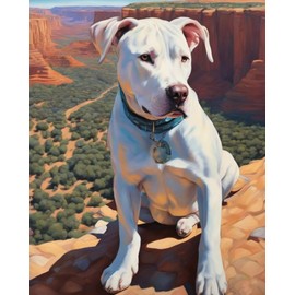 SVINOILER Oil Painting DIY Paint by Numbers for Beginner Pitbull Painting by Number Kits Oil Paint Drawing Canvas Home Decor, 40x50cm, Without Frame