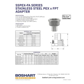 Stainless Steel Pex Female x Pex 1"