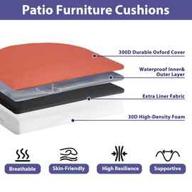 IPYNBAP Outdoor Chair Cushions Set of 4，Waterproof Outdoor Seat Cushions for Patio Furniture，Patio Chair Cushions with Ties, Round Corner Outdoor Chair Pads for Garden, 19" x 19" x 3", Spice