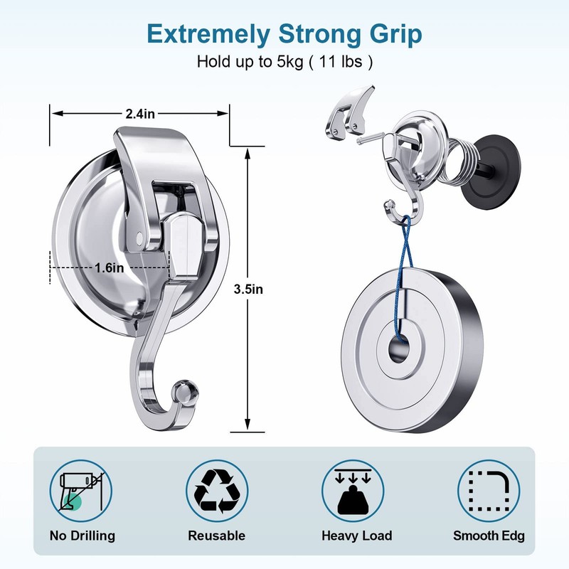 Strong Suction Hooks Vacuum 2-Pack Load Capacity 5kg Wall Hook