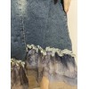 West 36th Blue Denim Beaded Embroidery Lace Boho Asymmetric Zip