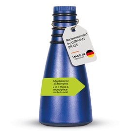 GERMAN BRASS PRODUCTIONS trumpet mute | silencer with dual function as practice and mouthpiece mute for trumpet | adaptable for all trumpets | trumpet accessories made in Germany | Blue