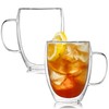 Insulated Glass 16oz Coffee Mugs, Double Walled Cups With Handle,