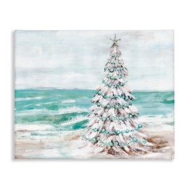 Stupell Industries Snowy Christmas Tree Beach Shore Canvas Wall Art, Design by Amanda Hilburn