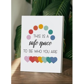 This Is A Safe Space To Be Who You Are Wall Art Prints Artwork Decor for Mental Health Themed Canvas Wall Art Prints,Bathroom Bedroom Living Room Home Counseling Office Decorations,11"x14"