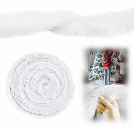 Christmas Faux Fur Trim,White Fur Garland for Christmas,Used for Decorating Christmas Trees, DIY Making Christmas Hats, Christmas Party Costume Decoration (White, 20 feet.)