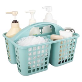 Portable Shower Caddy Basket with Compartments Cleaning Supplies Organizer with Handle Plastic Storage Divided Tool Bin for Bathroom, Bedroom, Kitchen, College Dorm, Garden, Under Sink, Light Blue