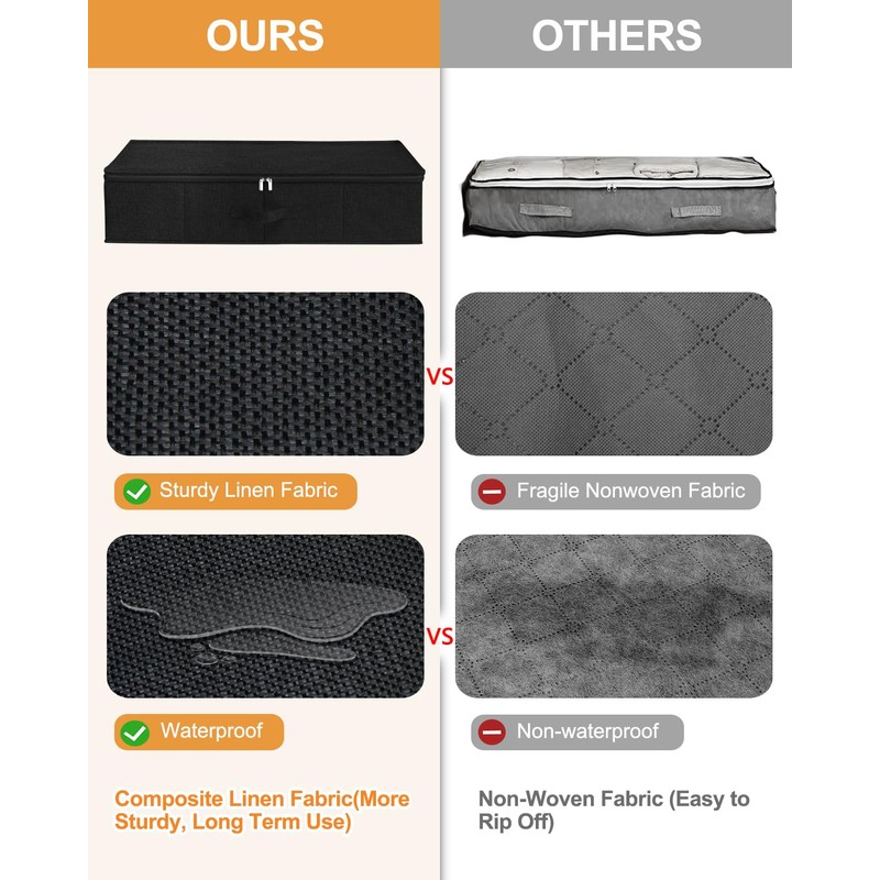 Under Bed Storage Container, 3 Pack Underbed Storage Bags With