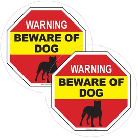 2 Pack Beware of Dog Warning Sticker - Beware of Pitbull Window Sticker - Beware of Dog Sign Decal - Dog on Premises Sign - No Trespassing Window Cling - Beware of Dog Window Sticker (2)