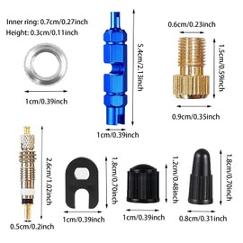 19 Pieces French Presta, Valve Presta Bicycle, Valve Replacement Set, French Bicycle Valve Adapter Set, SV Adapter Bicycle Pump Adapter Attachment Valve Core Tool Set