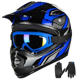 ILM Motorradhelm Kinder Motocross Dirt Bike Helm Unisex Jugend ECE22.06 Genehmigt Full Face Off Road ATV Enduro MTB mit Goggles Sport Handschuhe Modell B07