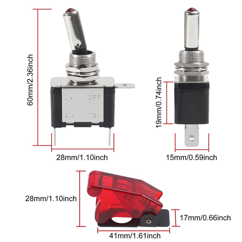 JUZITAO 6PCS Rocker Toggle Switch 12V 20A Heavy Duty Switch