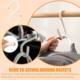 OULIGET Multifunctional Bendable Hanging Hooks,Flexible S Hook Hanger for Garage, Closet, Kitchen and Plants,Reusable Twist Wire Ties Soft Rod for Cupboard Lock and Phone Stand,2 Pieces