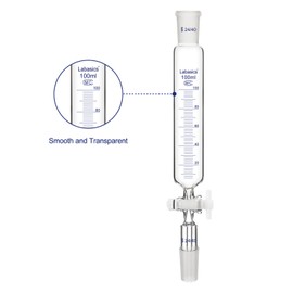 Labasics Addition Funnel, Borosilicate Glass Graduated Dropping Funnel with 24/40 Standard Joint and PTFE Stopcock for Laboratory Additional Funnel, 100 ml