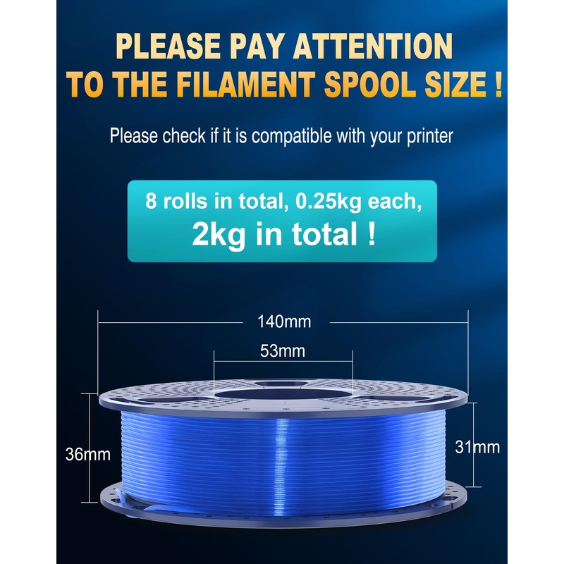 SUNLU PLA+2.0 3D Printer Filament Bundle, Multicolor PLA+ Filament 1.75mm,