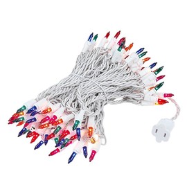 Novelty Lights 50 Feet 100 Bulb Incandescent Mini Light String, Multicolor with 6-Inch Spacing on White Wire, UL Listed Commercial Grade Indoor/Outdoor Mini Lights, Connectable End-to-End
