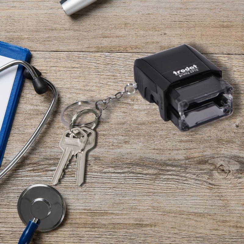 Trodat Printy 4910 Self-Inking Stamp with Added Keyring - Black