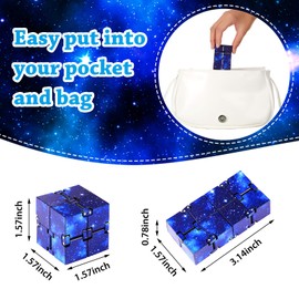 SKYLETY Cube Mini Blocks, Cube Desk Toy Sensory Toys Stress Relief Tool Game Supplies Gifts for ADHD Autism Teens and Adults(Blue Galaxy Space)