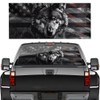 Black and White Wolf Flag Truck Rear Window Decal, American