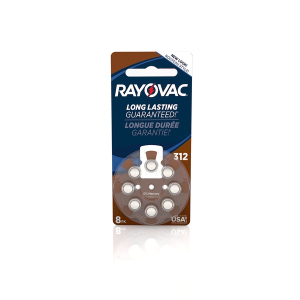 RAYOVAC Size 312 Hearing Aid Batteries, 8-Pack, L312ZA-8ZMB
