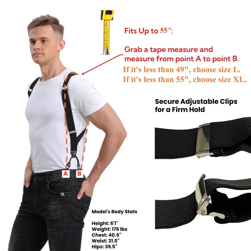 LazarsSpace Men's Side Suspenders with Dual Clips Per Side -