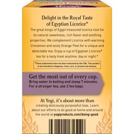 Yogi Tea - Egyptian Licorice Tea (4 Pack) - Warming and Naturally Spicy Sweet - Soothing and Caffeine Free - 64 Organic Herbal Tea Bags