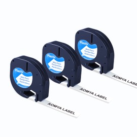 AOMYA-3 Pack Compatible Label Tape for Dymo LetraTag Refills 91331 Plastic Label Tape for Dymo LetraTag Label Maker LT-100H 200B LT-100T Plus QX50, 12mm x 4m (1/2" x 13') Black on White (3)…