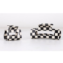 Chess Board Hair Clips for Women Cute Checker Claw Clip for Girls Hair Clips Claw Black White Hair Accessories Big & Small Size, 2 Pack