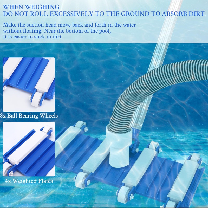 Zhengjiake Pool Vacuum Head with Wheels,14" Heavy Duty Head, Pool