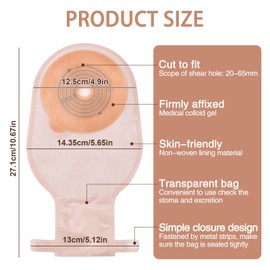 Eyourlife 20 PCS Colostomy Bags, Ostomy Bag Colostomy Supplies, One Piece Drainable Pouches with Clamp Closure for Ileostomy Stoma Care, Hydrocolloid & Non-Woven Border, Cut-to-Fit 15-65MM