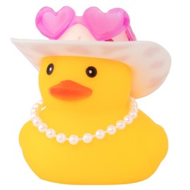 wonuu Car Dashboard Pink Cowboy Hat Rubber Ducks, Decorations Duck for Office Desk Ornament Accessories with Hat, Heart Glasses, Pearl, White
