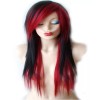 Lucky Day Peluca Con Flequillo Negro Y Rojo Aspecto Natural
