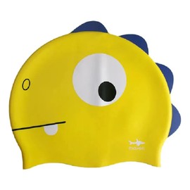 escualo Gorra de Natación Infantil, Silicona, Diseño Dino, Amarillo
