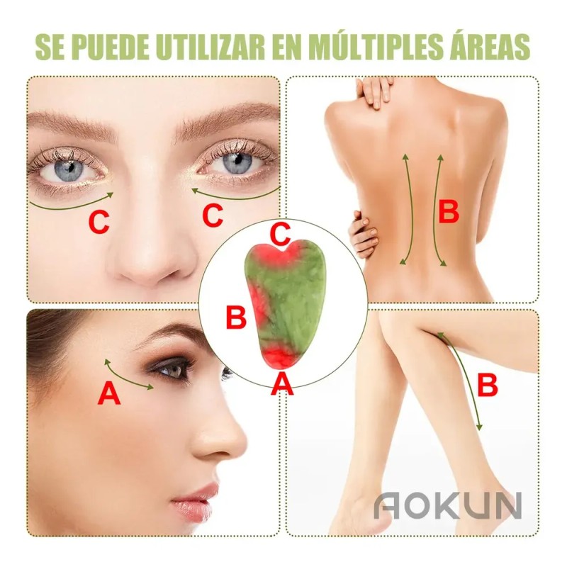 AOKUN Kit 5pzs Rodillo De Masaje De Jade Gua Sha