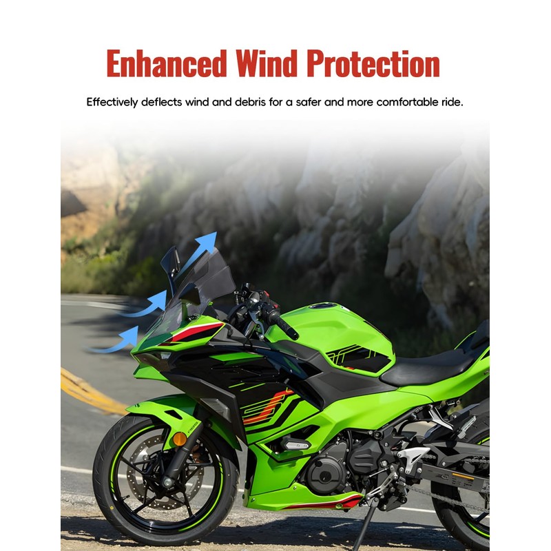 Windshield for Ninja 500 2024 2025, 18.4" Clear Motorcycle Windscreen