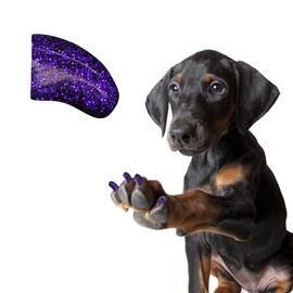 Pretty Claws 60 Piece Soft Nail Caps with Adhesive for Dog Claws - BlackBerry Glitter Jumbo