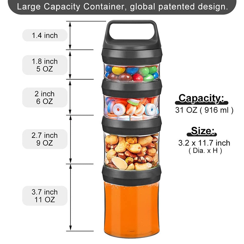 SELEWARE Stackable Snack Jars, Twist Lock Stackable Containers Set, Food