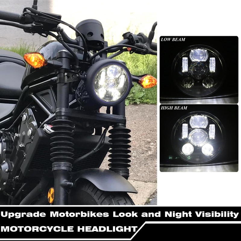 ZZJAUBI Black 5-3/4inch Headlight with Motorcycle Headlight Housing Bucket compatible