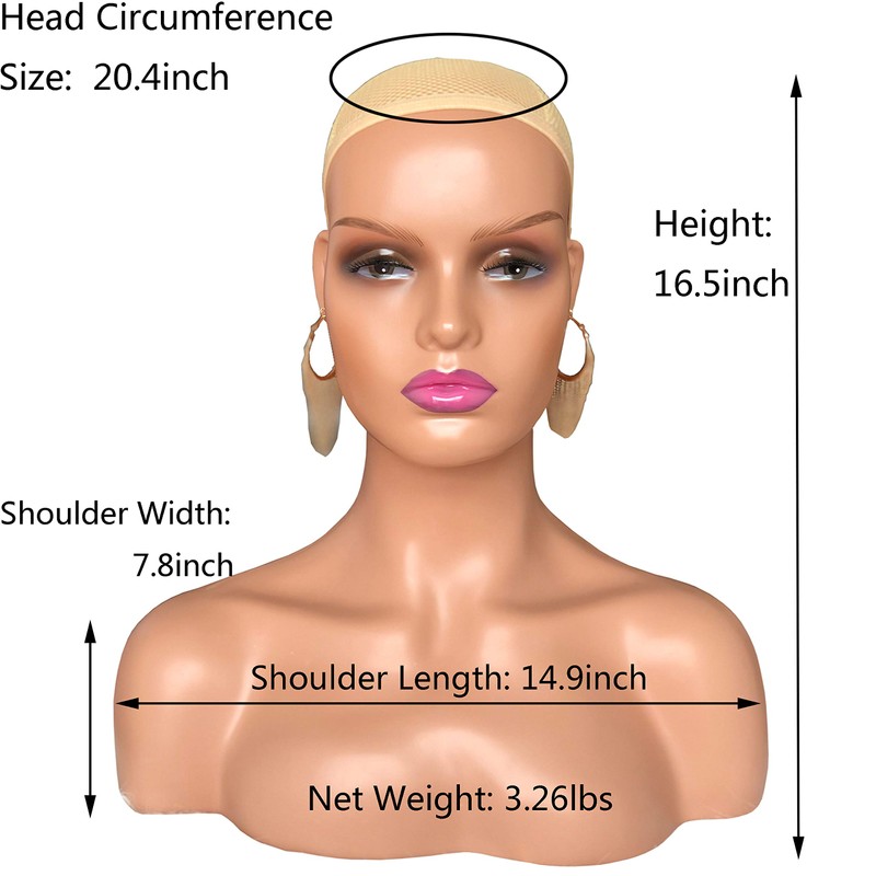Voloria Realistic Female Mannequin Head with Shoulder Manikin PVC Head