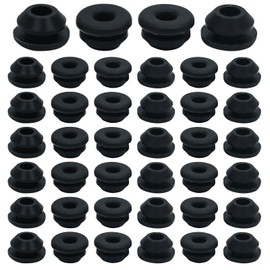 EASYEAH 40PCS Rubber Plugs for Round Holes - 1/4"(6.5mm) Black Snap in Locking Hole Plugs, Rubber Hole Plugs for Automotive, Industrial & Furniture Waterproof Sealing Round Silicone Stopper