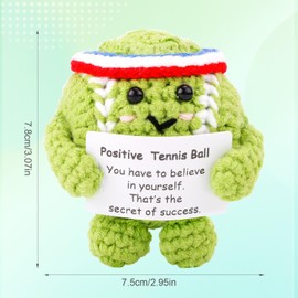 Positive Tennis Ball, Cute Funny Crochet Inspirational Tennis Ball
