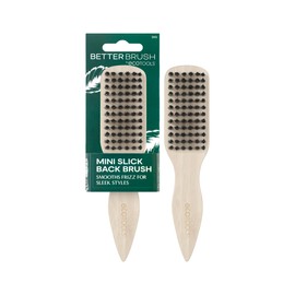 EcoTools Mini Slick Back Hairbrush, Travel Brush, Perfect Ponytail Or Bun, Tease, Smooth & Style Hair, Tame Frizz & Flyaways, Renewable Bamboo Handle & Vegan Boar Bristles, Cruelty-Free, 1 Count