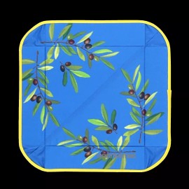 Tissus Toselli French Provencal Cotton Bread Basket Olives Blue Made In France