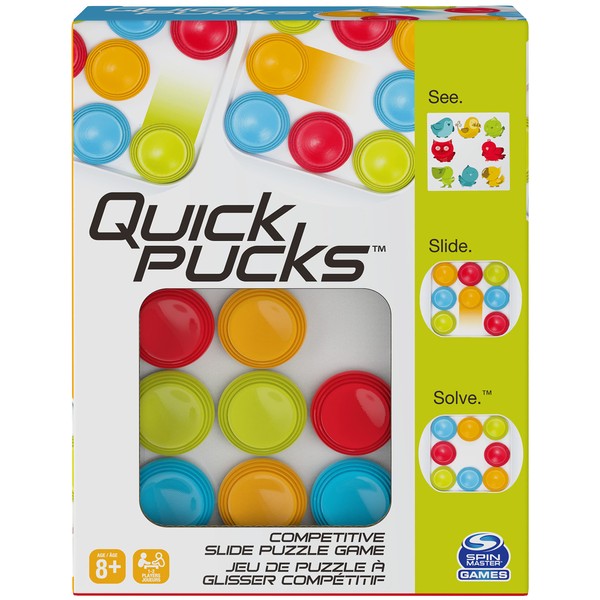 Spin Master Games Quick Pucks, Pattern Matching On-The-Go Puzzle Game, for Adults and Kids Ages 8 and up