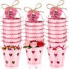 24 Pcs Mini Pink Valentine Buckets with Handle 2.36 Inch