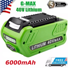 For Greenworks 2901319 G-MAX 40V 6.0Ah Battery 29472 29462 20202 29252 Lithium