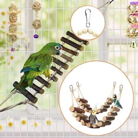 Bird Parrot Toys, 8 Pieces Bird Cage Accessories Toy Bass Ladder Chew Toy Hammock for Parakeets, Love Birds, Finches and Other Small Pets